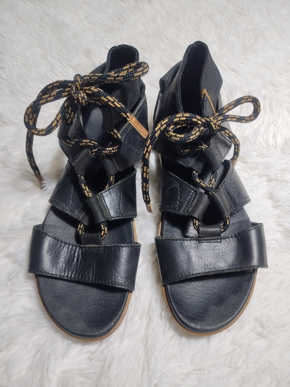 Sorel Torpeda Women's Black Leather Lace-Up Sandal-Sz 9 - Picture 3 of 7